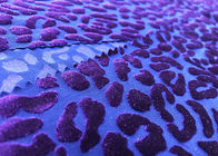 gebranntes heraus Samt-Gewebe 220GSM 94% Polyester für Kleiderpurpurroten Leopard-Druck