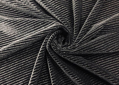 Polyester-Kordsamt-Gewebe 220GSM dehnbares 93% für Kleidungs-Sofa-Schwarzes